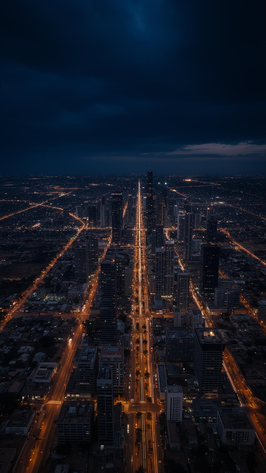 African metropolis skyline at twilight